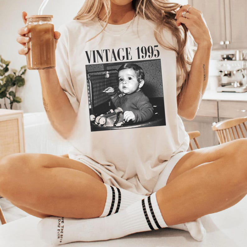 Custom Photo Year Vintage 1995 Comfort Colors Shirt