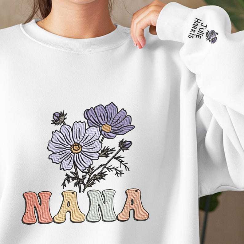 Custom Birth Month Flower Sweatshirt, Gift for Mom, Grandma