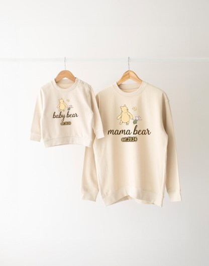 Personalised Matching Mama Bear Sweatshirt, Baby Bear Sweatshirt, Classic Winnie