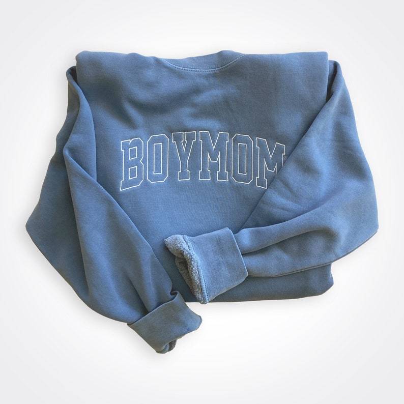 Custom Boymom Embroidered Dyed Crew Sweatshirt