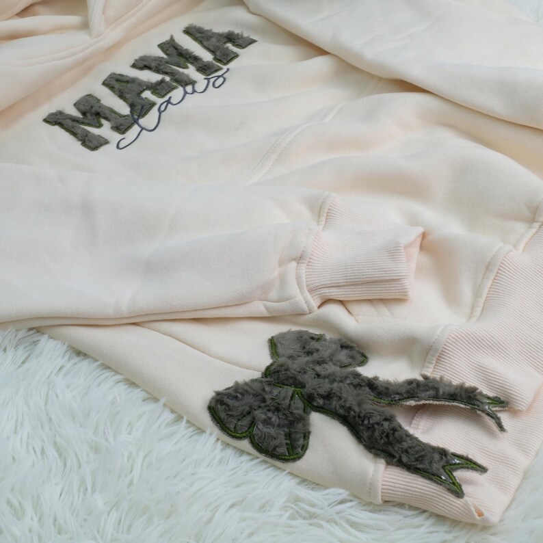 Custom Embroidered Vintage Mom Hoodie with Side Bow
