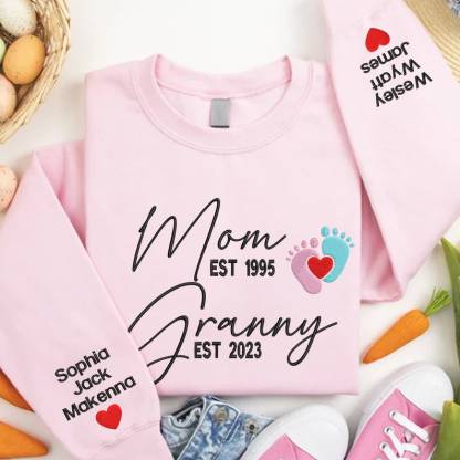 Personalized Mom Granny Years Embroidered Sweatshirt