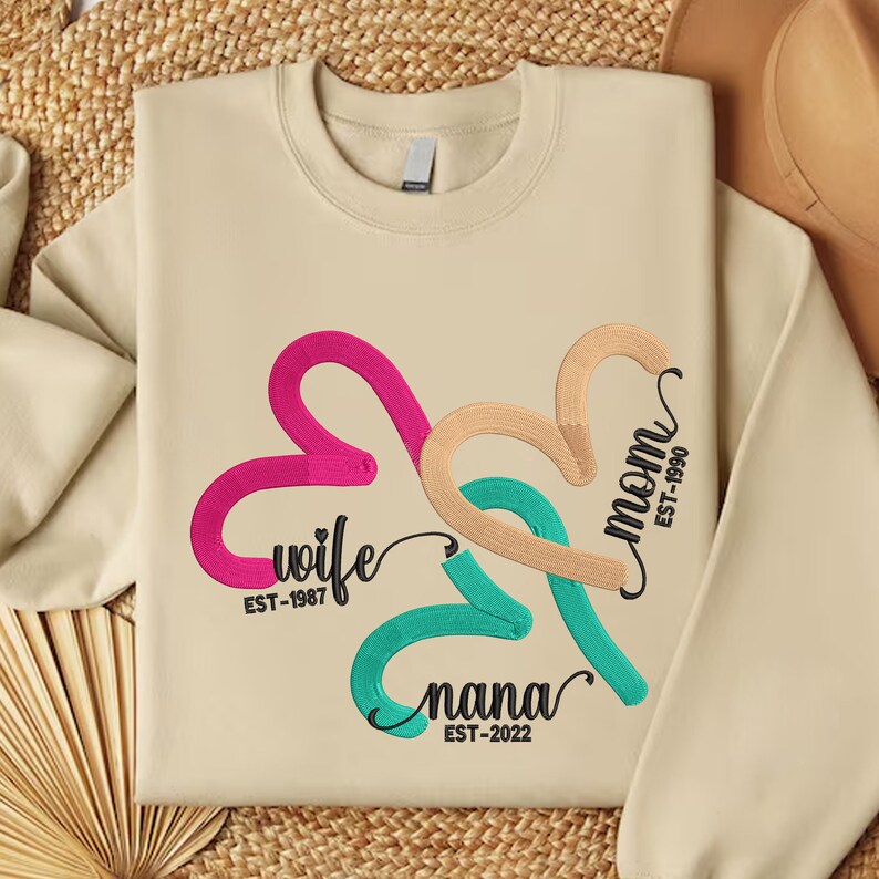 Custom EST Year Mom Embroidered Sweatshirt