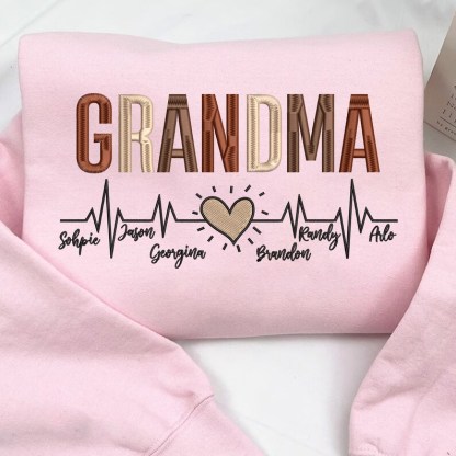 Custom Grandma Sweatshirt With Children Name Embroidered
