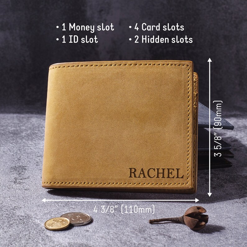 Engraved Wallet For Dad, Personalized Leather Wallet, Gift for Father