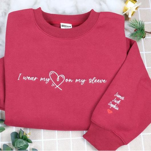 Custom I Wear My Heart On My Sleeve With Kids Names