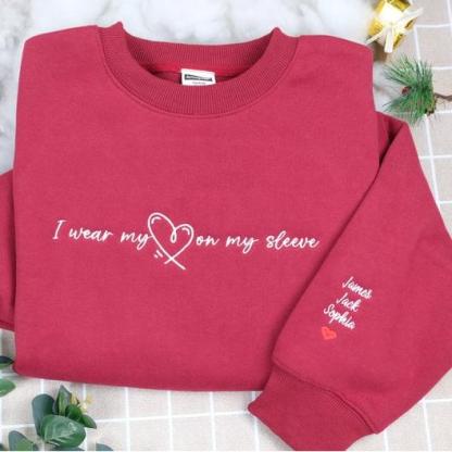 Custom I Wear My Heart On My Sleeve With Kids Names
