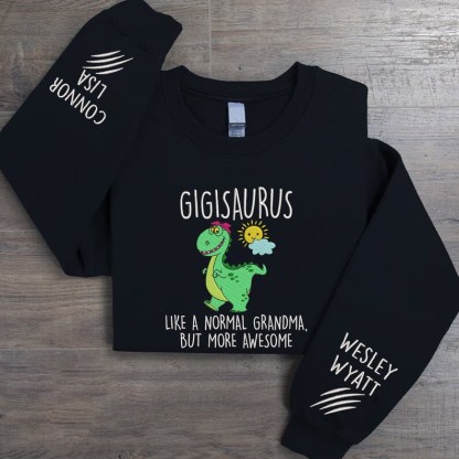 Custom Grandma Dinosaur Gigisaurus Embroidered Sweatshirt