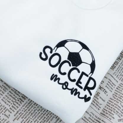 Custom Embroidered Soccer Mom Crewneck With Name On A Sleeve Sweatshirt
