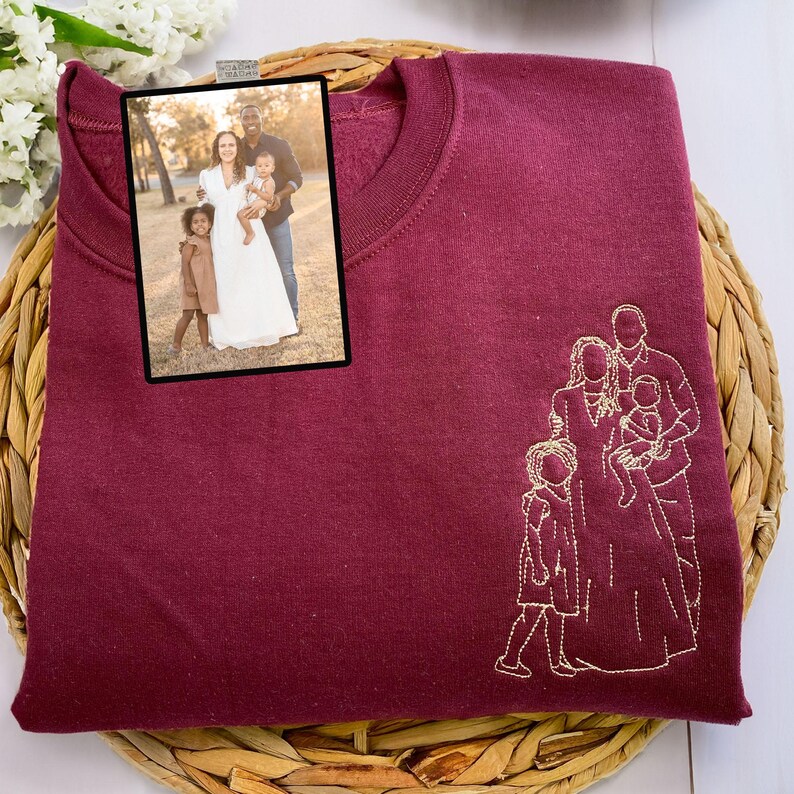 Dad Photo Hoodie - Custom Embroidered Portrait From Photo Sweatshirt