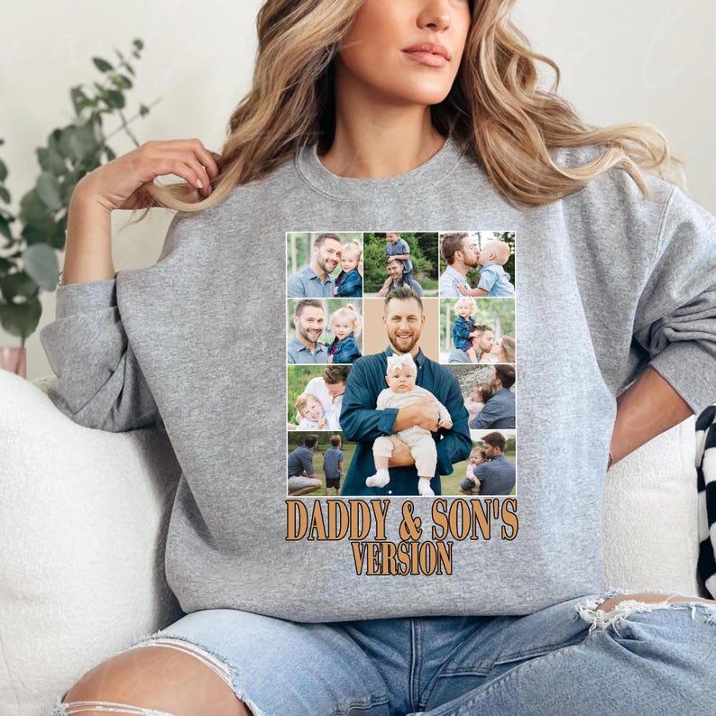 Personalized Daddy And Son Photo Shirt,First Fathers Day Gift