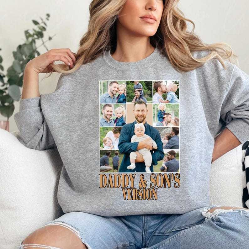 Personalized Daddy And Son Photo Shirt,First Fathers Day Gift