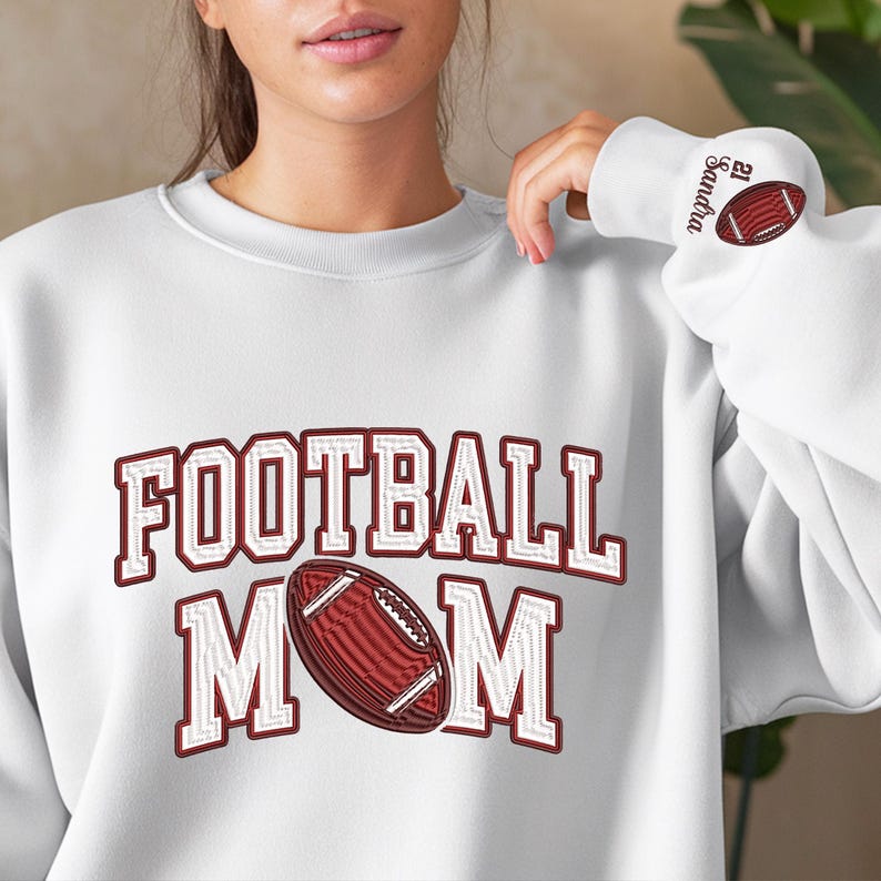 Custom Name Embroidery Football Mom Sweatshirt