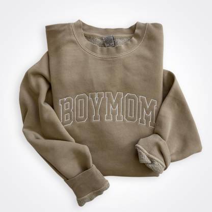 Custom Boymom Embroidered Dyed Crew Sweatshirt