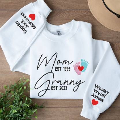 Personalized Mom Granny Years Embroidered Sweatshirt