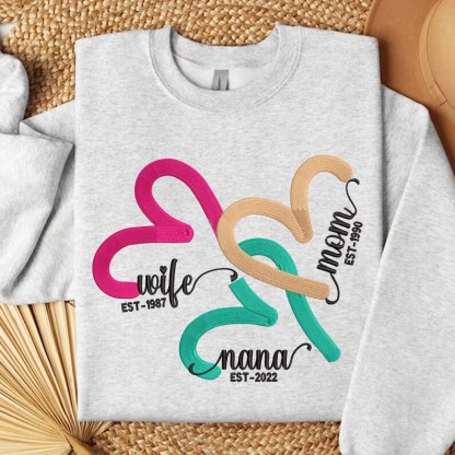 Custom EST Year Mom Embroidered Sweatshirt