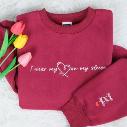 Custom I Wear My Heart On My Sleeve With Kids Names