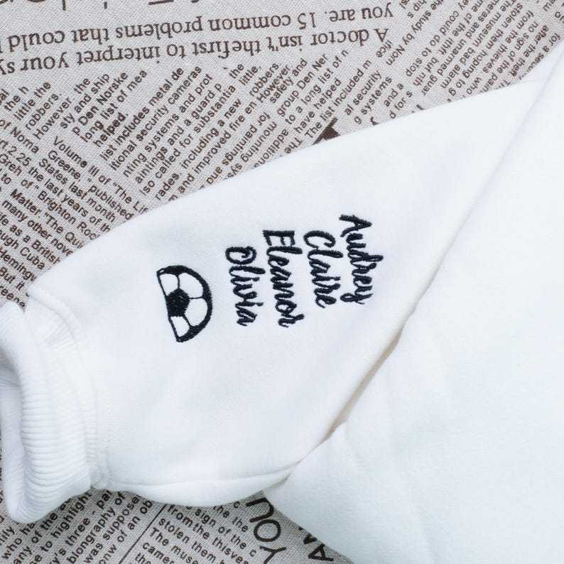 Custom Embroidered Soccer Mom Crewneck With Name On A Sleeve Sweatshirt