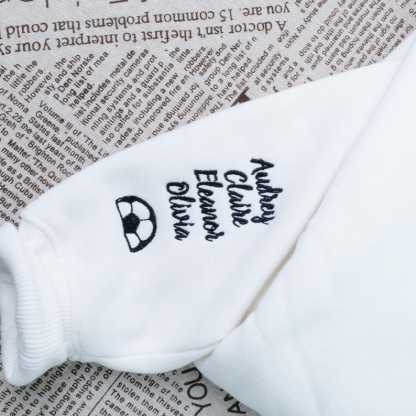 Custom Embroidered Soccer Mom Crewneck With Name On A Sleeve Sweatshirt