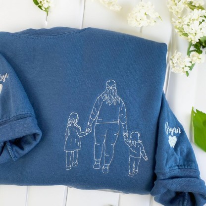 Dad Photo Hoodie - Custom Embroidered Portrait From Photo Sweatshirt