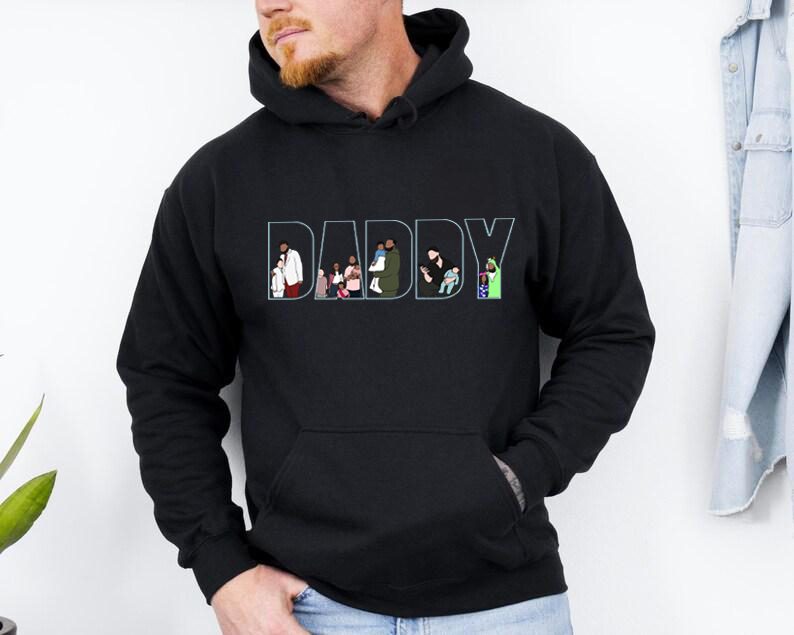 Personalized Dad Portrait Sweatshirt, Custom Photo Sweatshirt Gift For Dad, Fathers Day Gift