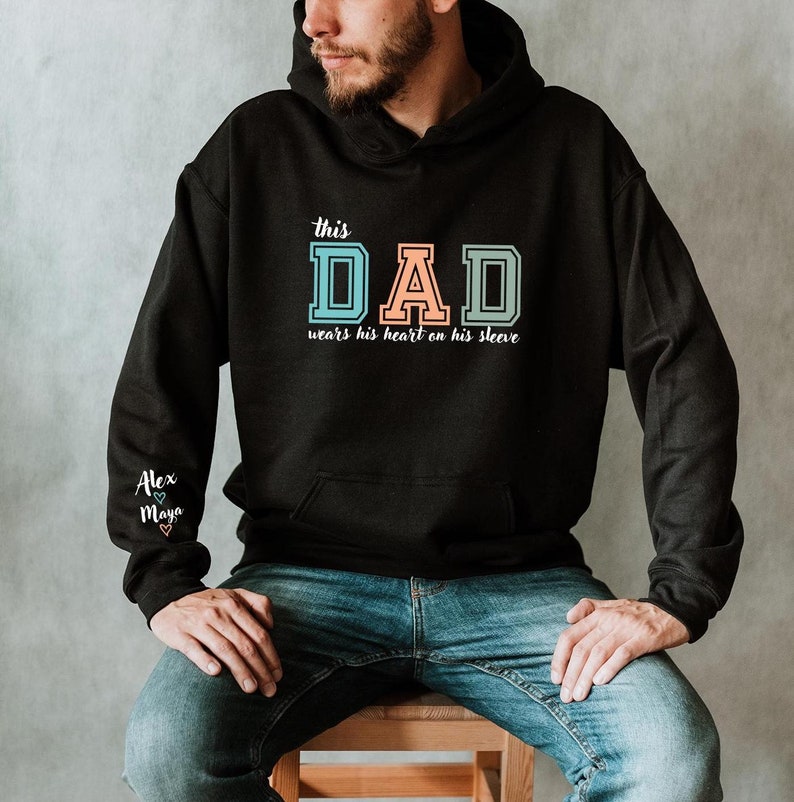 This Dad Wears Her Heart On Her Sleeve Custom Shirt As A Father's Day Gift For Dad!