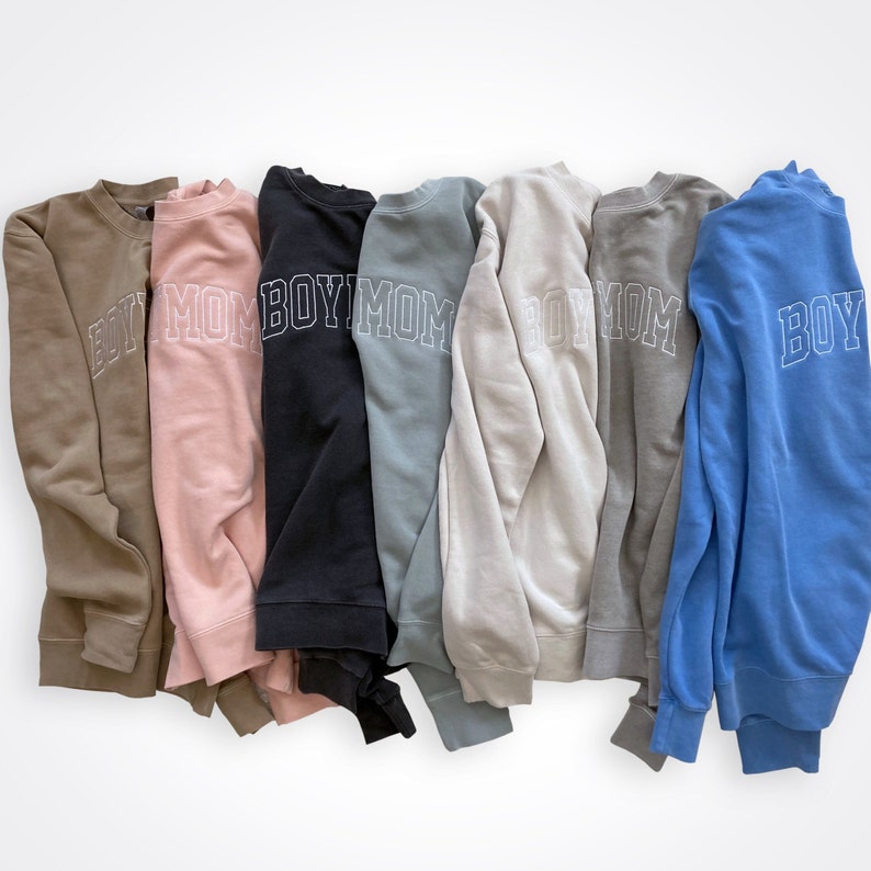 Custom Boymom Embroidered Dyed Crew Sweatshirt