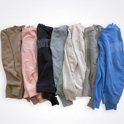 Custom Boymom Embroidered Dyed Crew Sweatshirt