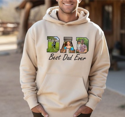 Custom Best Dad With Kids Photo Ever Sweatshirt, Father's Day Gift For Dad