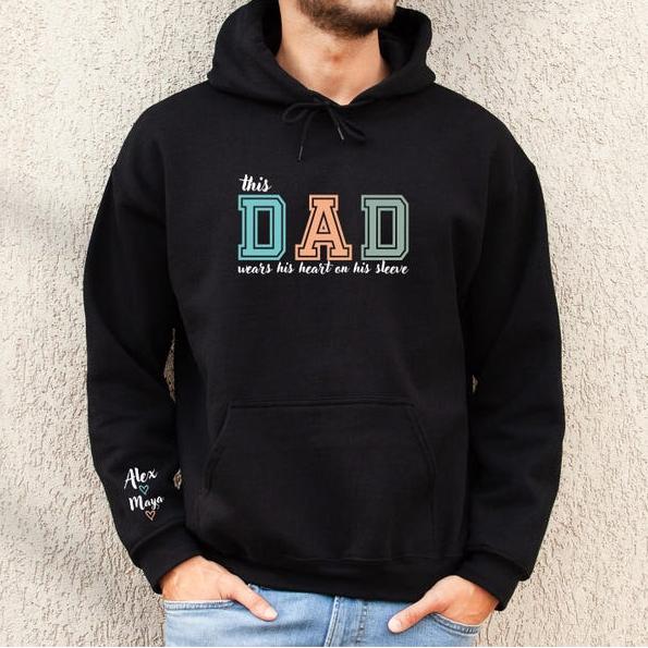 This Dad Wears Her Heart On Her Sleeve Custom Shirt As A Father's Day Gift For Dad!