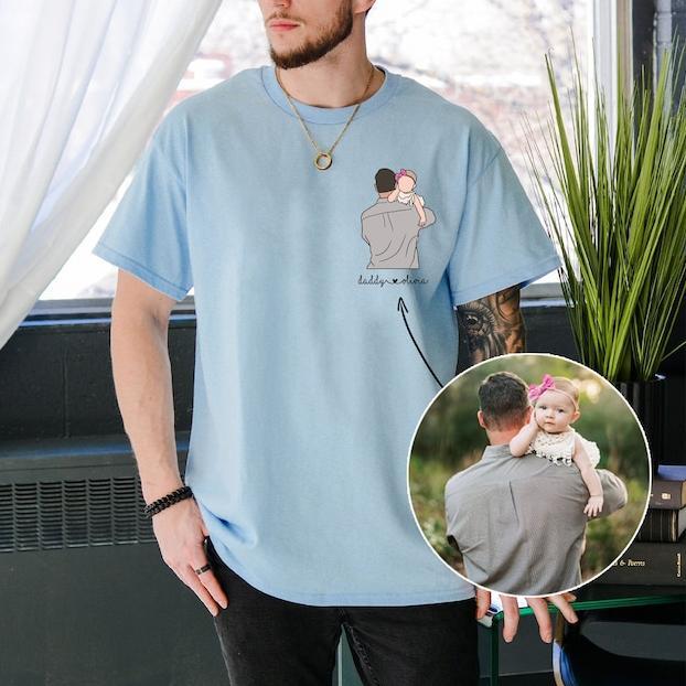 Custom Portrait From Photo Dad Shirt, Portrait Illustration, Fathers Day Gift
