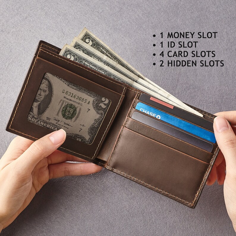 Engraved Wallet For Dad, Personalized Leather Wallet, Gift for Father