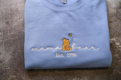 Custom Mama Papa Est EMBROIDERED Winnie the Pooh,Dad and Mom Sweatshirts