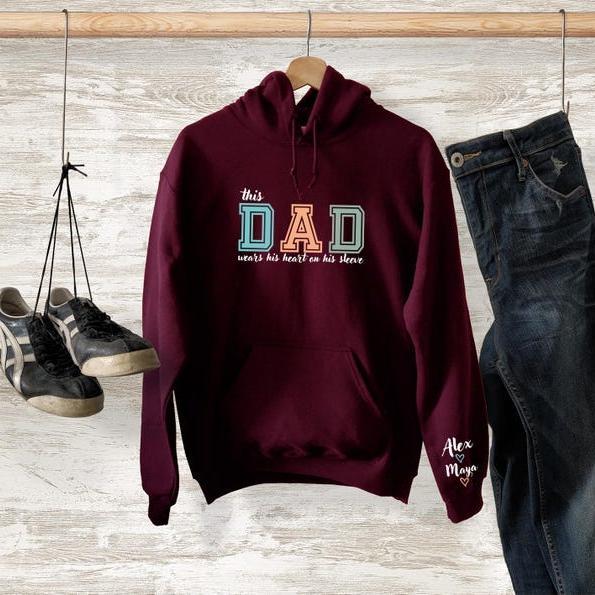 This Dad Wears Her Heart On Her Sleeve Custom Shirt As A Father's Day Gift For Dad!