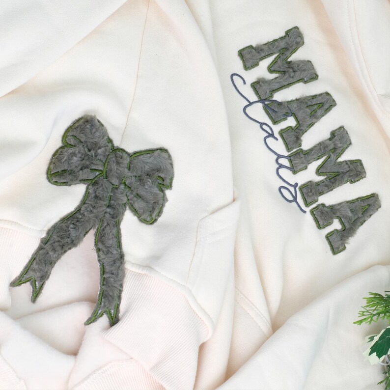 Custom Embroidered Vintage Mom Hoodie with Side Bow