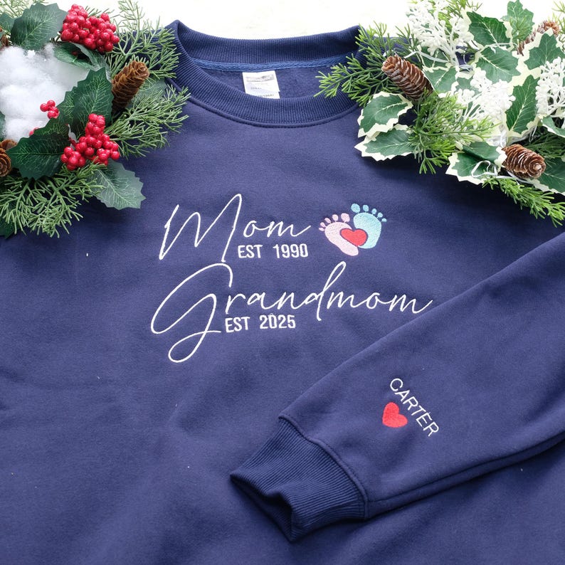 Personalized Mom Granny Years Embroidered Sweatshirt