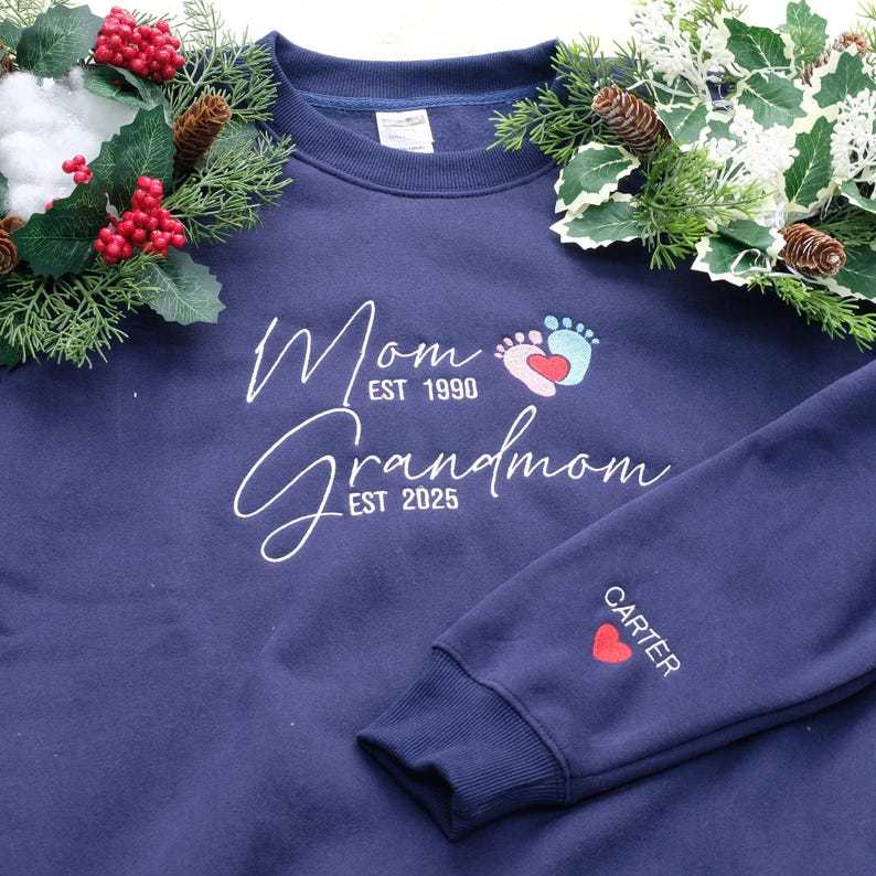 Personalized Mom Granny Years Embroidered Sweatshirt
