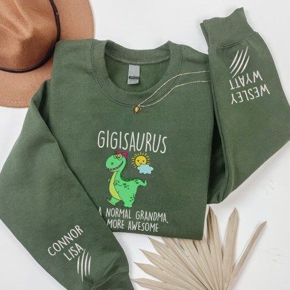 Custom Grandma Dinosaur Gigisaurus Embroidered Sweatshirt