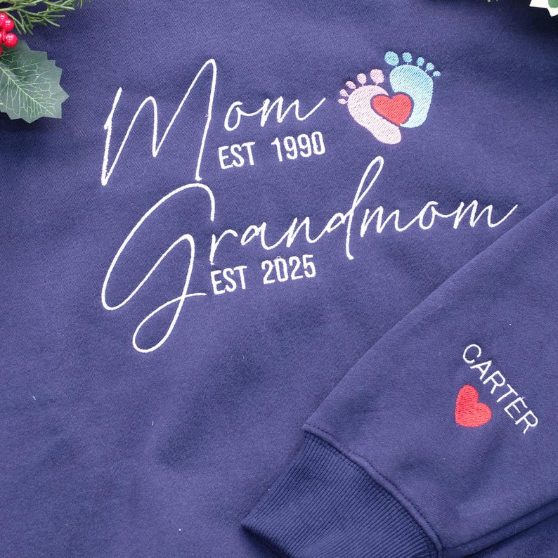 Personalized Mom Granny Years Embroidered Sweatshirt