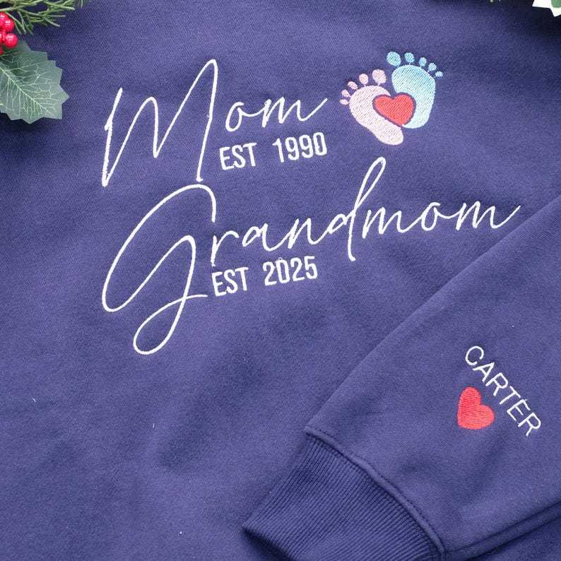 Personalized Mom Granny Years Embroidered Sweatshirt