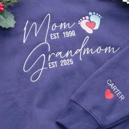 Personalized Mom Granny Years Embroidered Sweatshirt