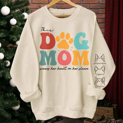 This Fur Mama Wears Her Heart - Dog Personalized Unisex Sweatshirt With Design On Sleeve - Gift For Pet Owners, Pet Lovers