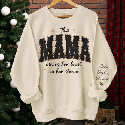 This Grammy Wears Her Heart On Her Sleeve - Family Personalized Unisex Sweatshirt With Design On Sleeve - Gift For Mom, Grandma