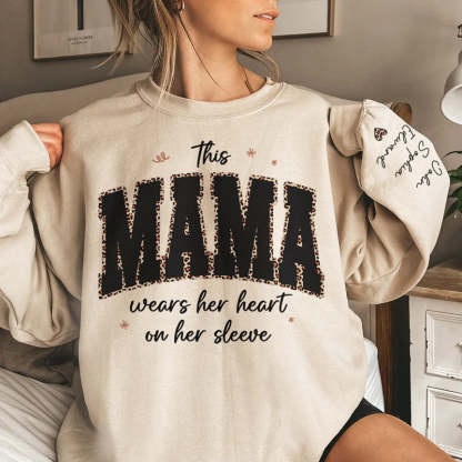 This Grammy Wears Her Heart On Her Sleeve - Family Personalized Unisex Sweatshirt With Design On Sleeve - Gift For Mom, Grandma