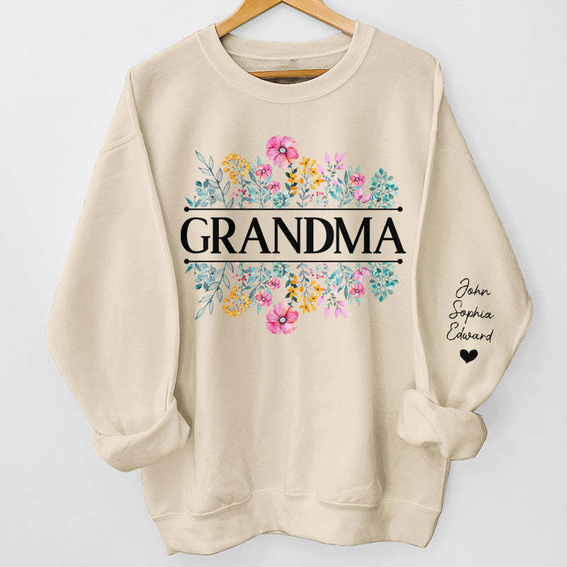 Love Grows Like Flowers - Family Personalized Custom Unisex Sweatshirt With Design On Sleeve