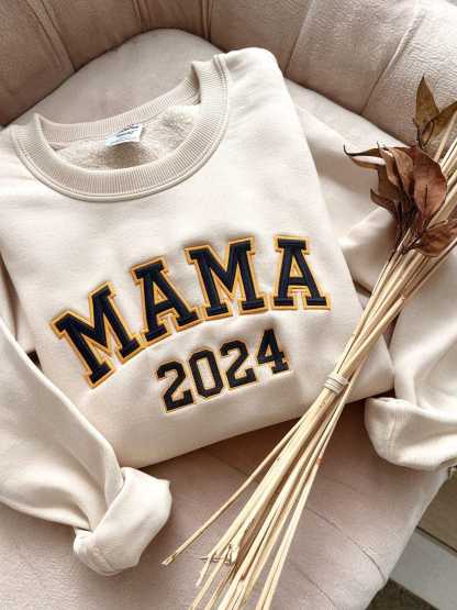 Custom Mom Embroidery Sweatshirt Happy Mother's Day Gifts New Mama Outfit Sweatshirt For Mom