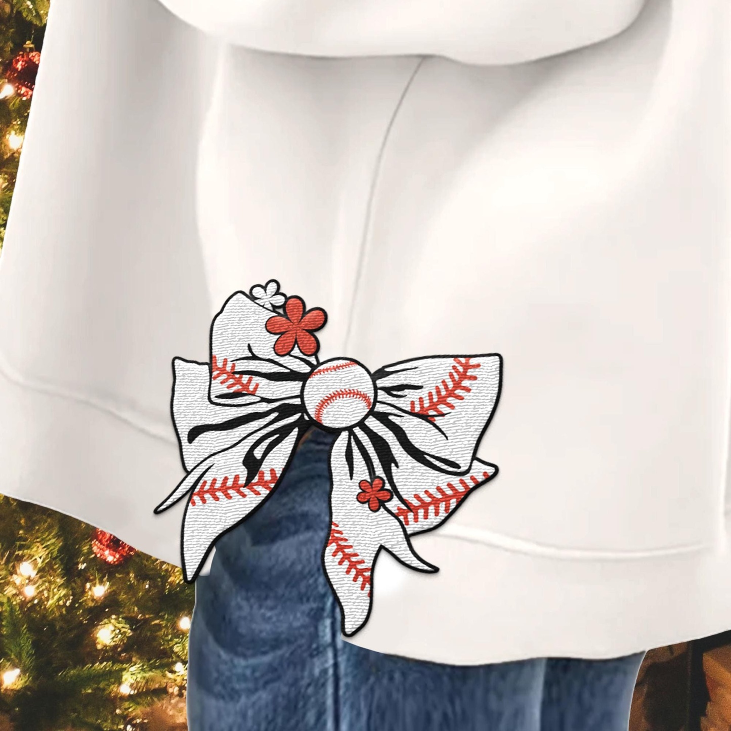 Custom Embroidered Cute Bow Baseball Mom Sweatshirt Mother's Day Personalized Gift