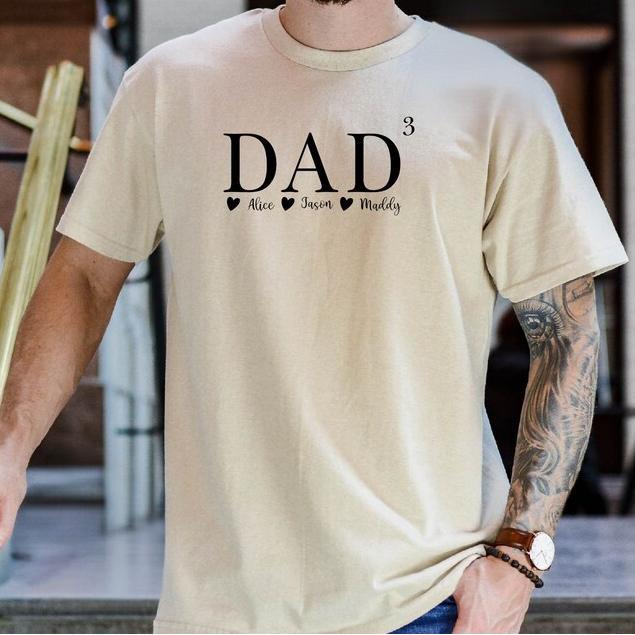 Custom Dad 3 Shirt With Kids Names, Father Of 3 Kids, Fathers Day Gift