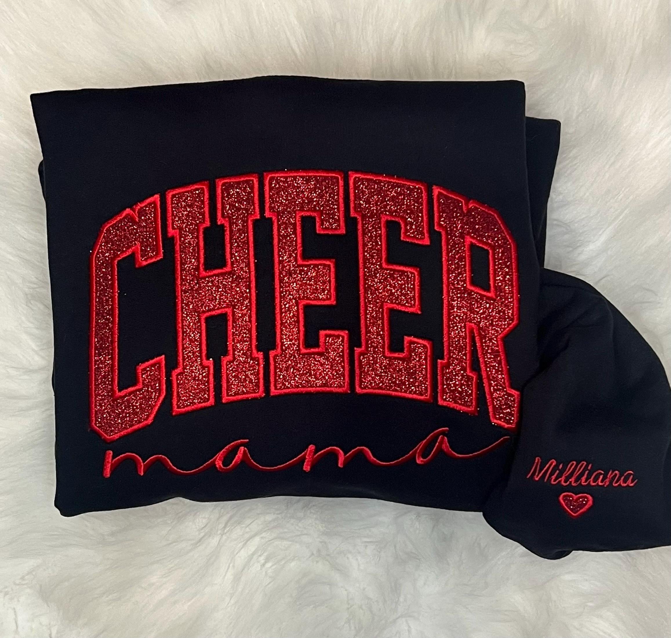 Custom CHEER MAMA Glitter Embroidered Sweatshirt Mother’s Day