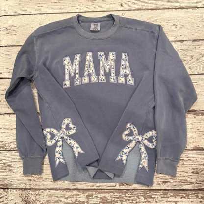 Mama Sweatshirt Side Bow Mother’s Day Sweatshirt Cut-Out Coquette Bow Pullover